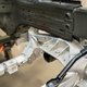 Close-up of the crossmember under where the batteries now sit.